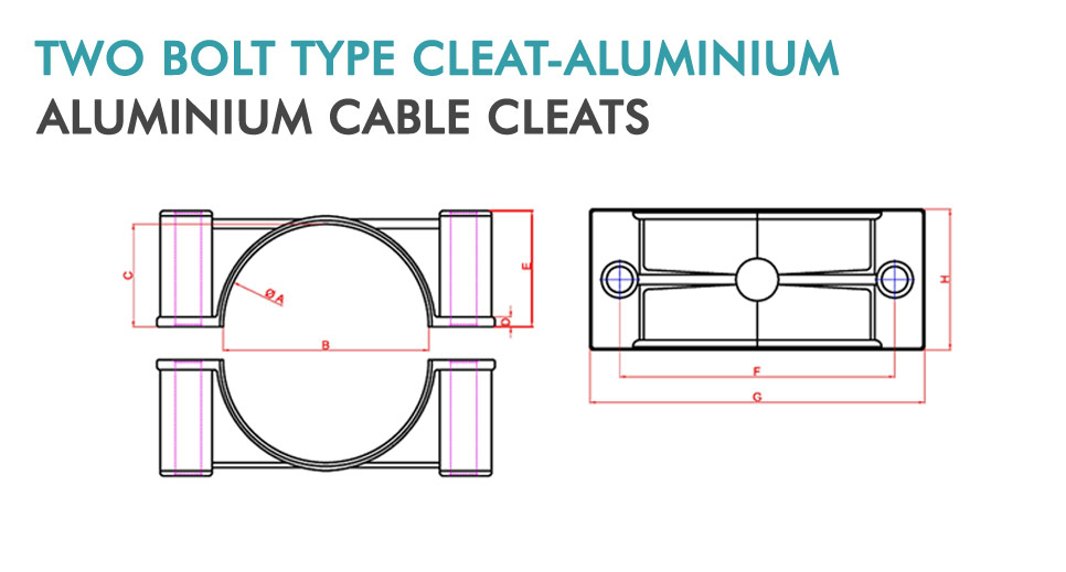 TWO BOLT TYPE CABLE CLEAT, ALUMINIUM CABLE CLAMPS, CABLE CLAMPS, SINGLE CABLE CLEATS, TWO BOLT TYPE CABLE CLEAT, ORION TYPE CABLE CLEATS, TREFOIL CABLE CLEATS, CLAW CABLE CLEATS